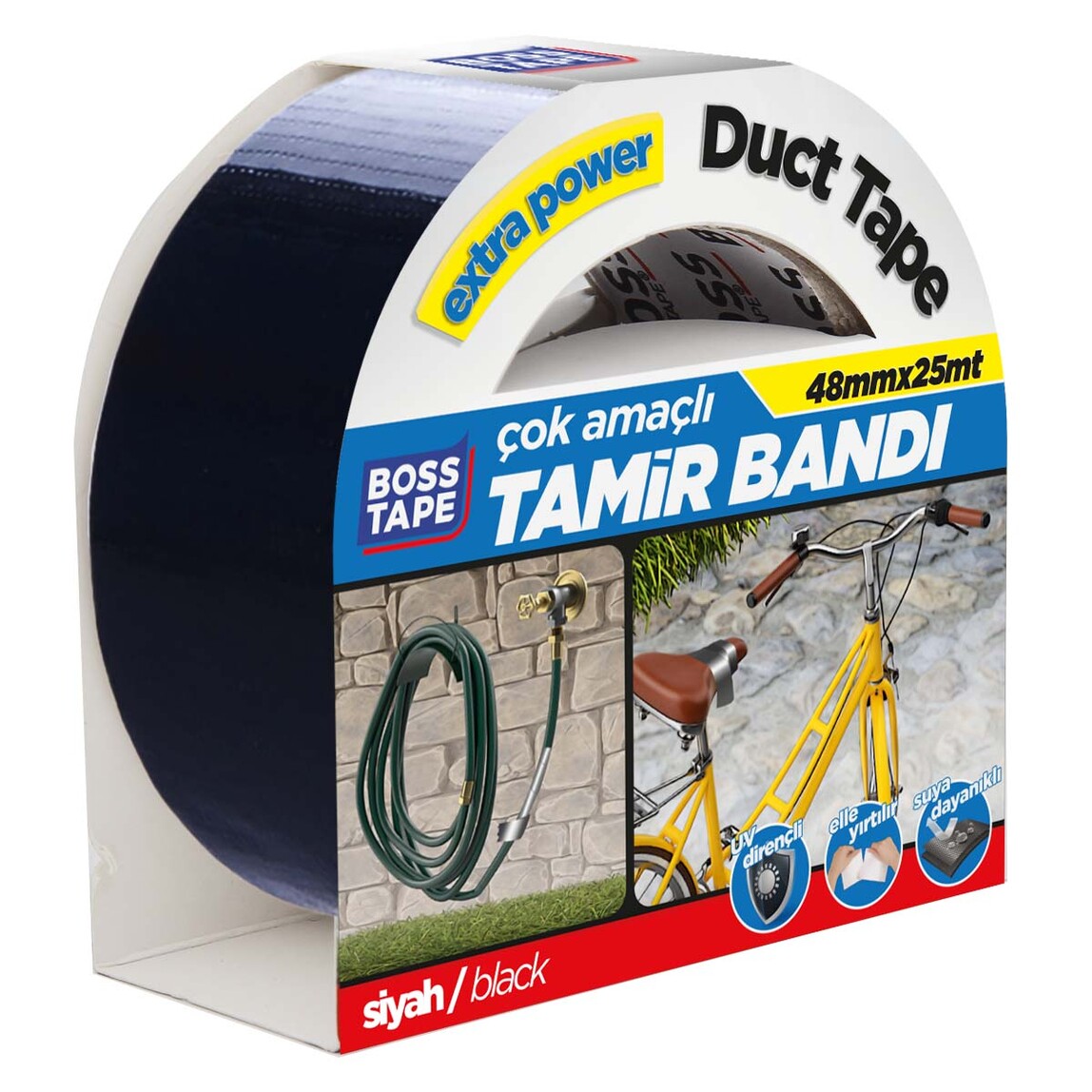    Boss Tape Siyah Duck Tape Tamir Bandı  