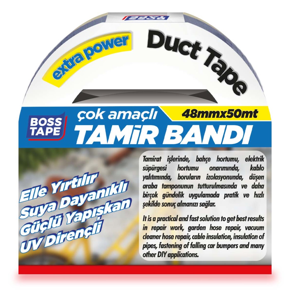    Boss Tape 48mmx50m Siyah Duck Tape Tamir Bandı 