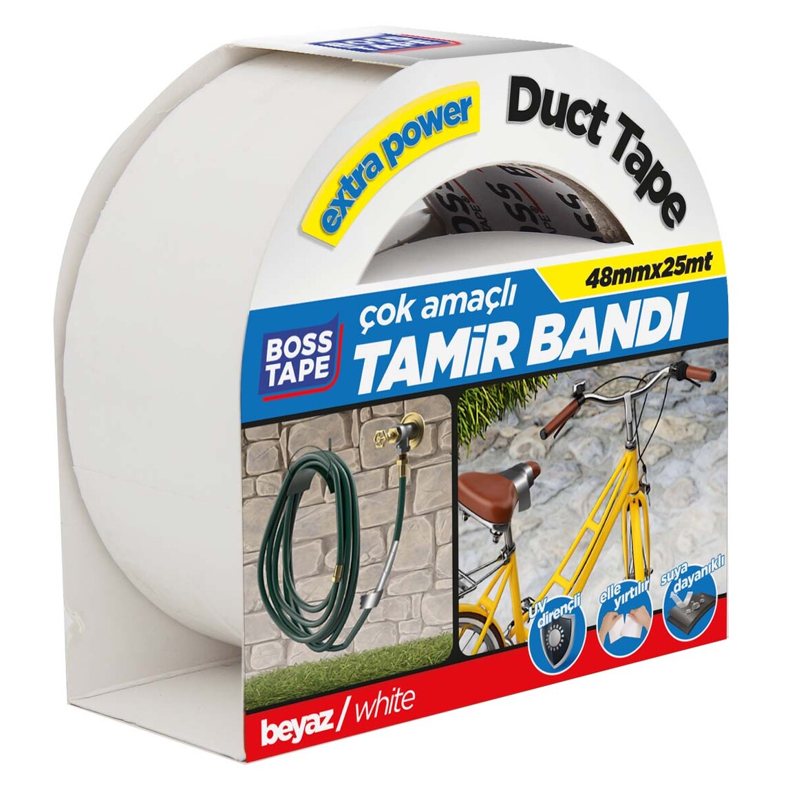    Boss Tape Beyaz Duck Tape Tamir Bandı  