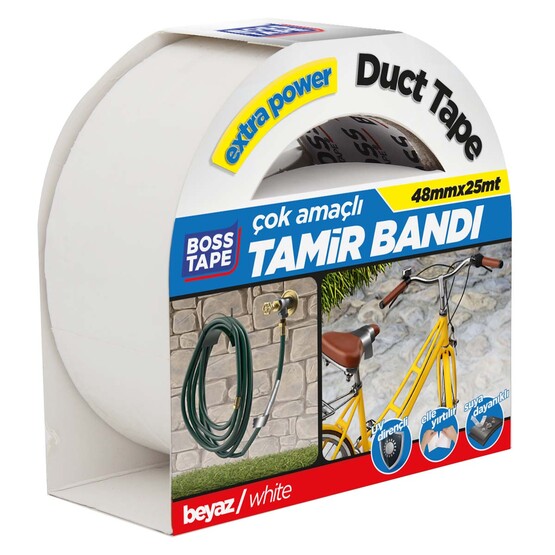 Boss Tape Beyaz Duck Tape Tamir Bandı 