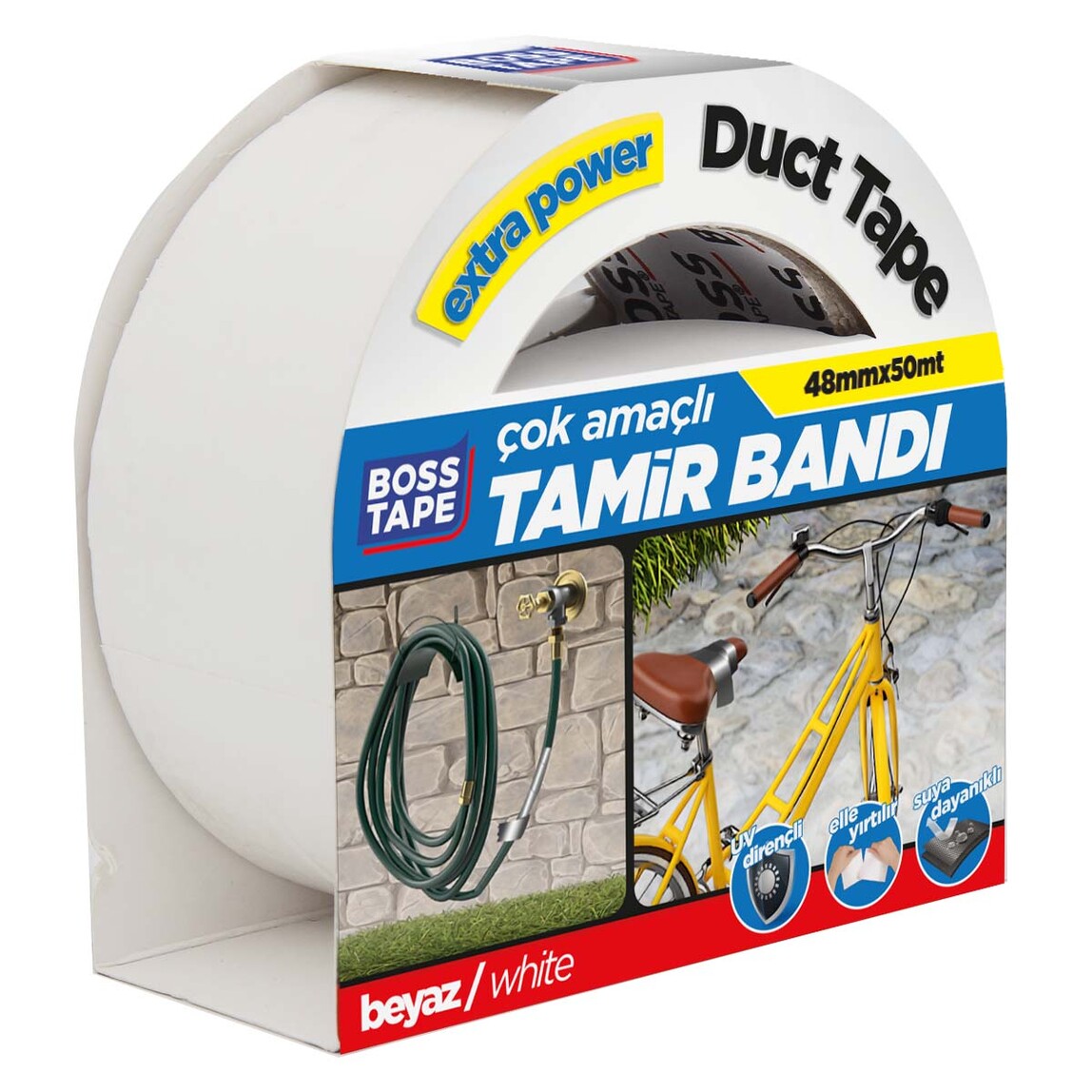    Boss Tape Beyaz Duck Tape Tamir Bandı  