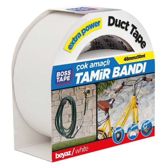 Boss Tape Beyaz Duck Tape Tamir Bandı 