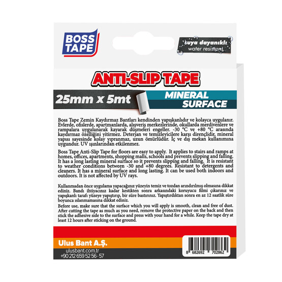 Boss Tape Siyah Zemin Kaydırmazlık Bandı 