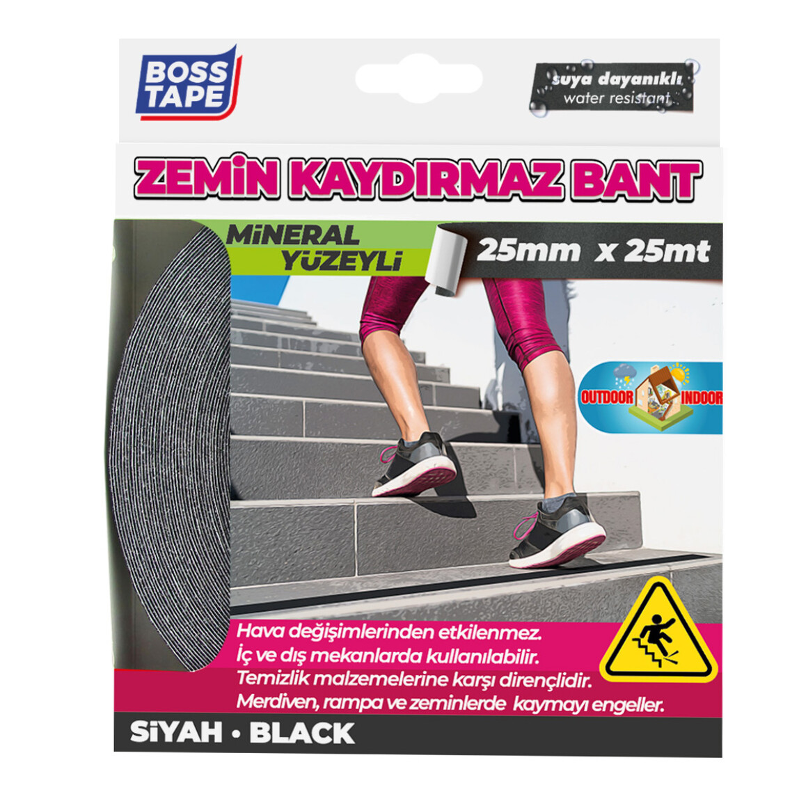    Boss Tape Siyah Zemin Kaydırmazlık Bandı  