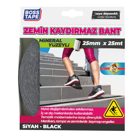 Boss Tape Siyah Zemin Kaydırmazlık Bandı 