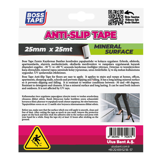 Boss Tape Siyah Zemin Kaydırmazlık Bandı 