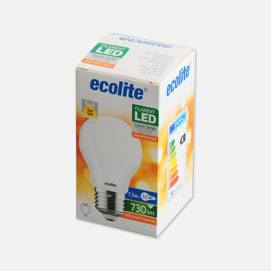 Ecolite Soft Filament A60 7.5 W Sarı Klasik E27 Duy Led Ampul 