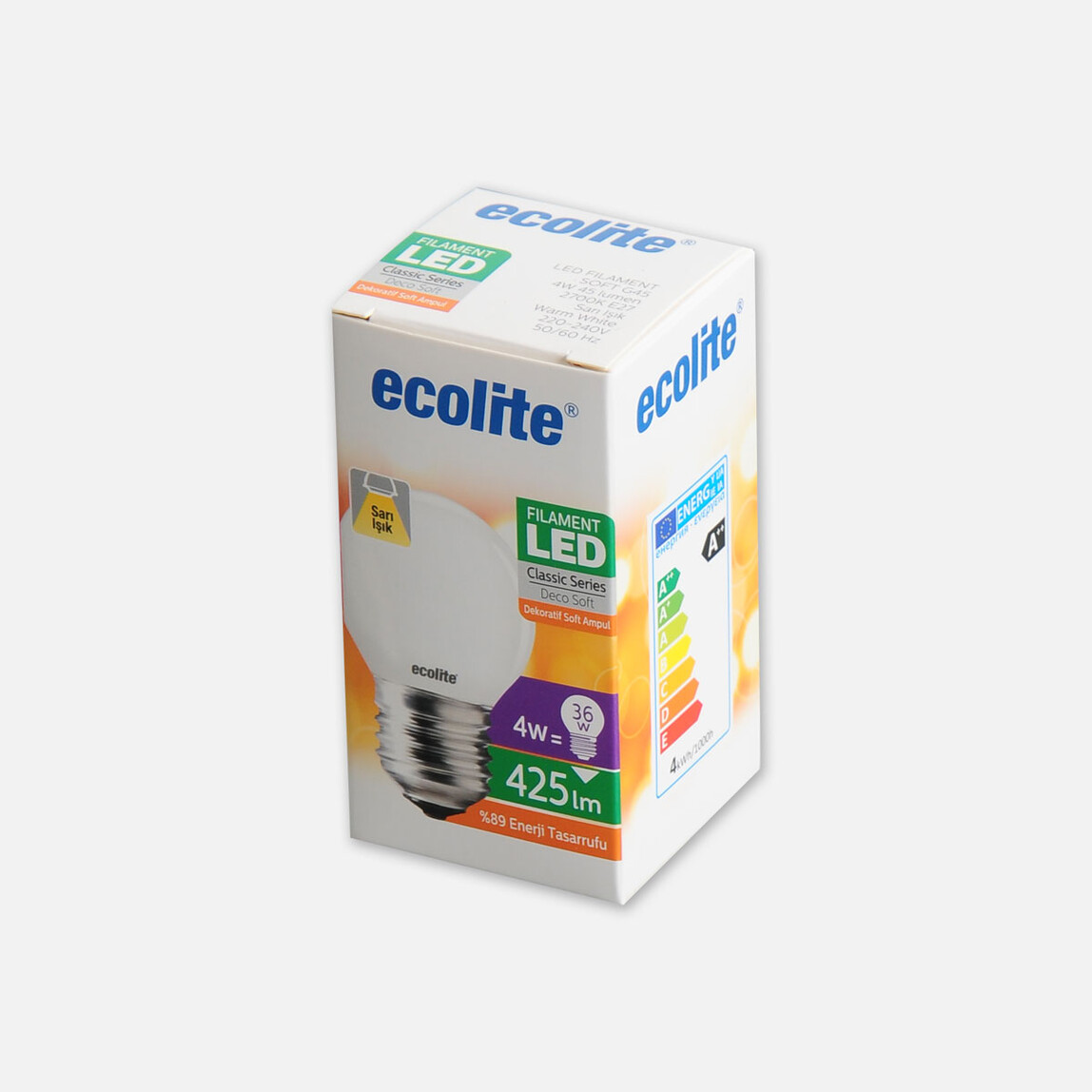 Ecolite Soft Filament G45 4 W Beyaz Klasik E27 Duy Led Ampul_0