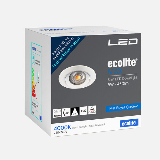 Ecolite 6.5 W Ledli Yuvarlak Gömme Spot 1 Adet Beyaz 