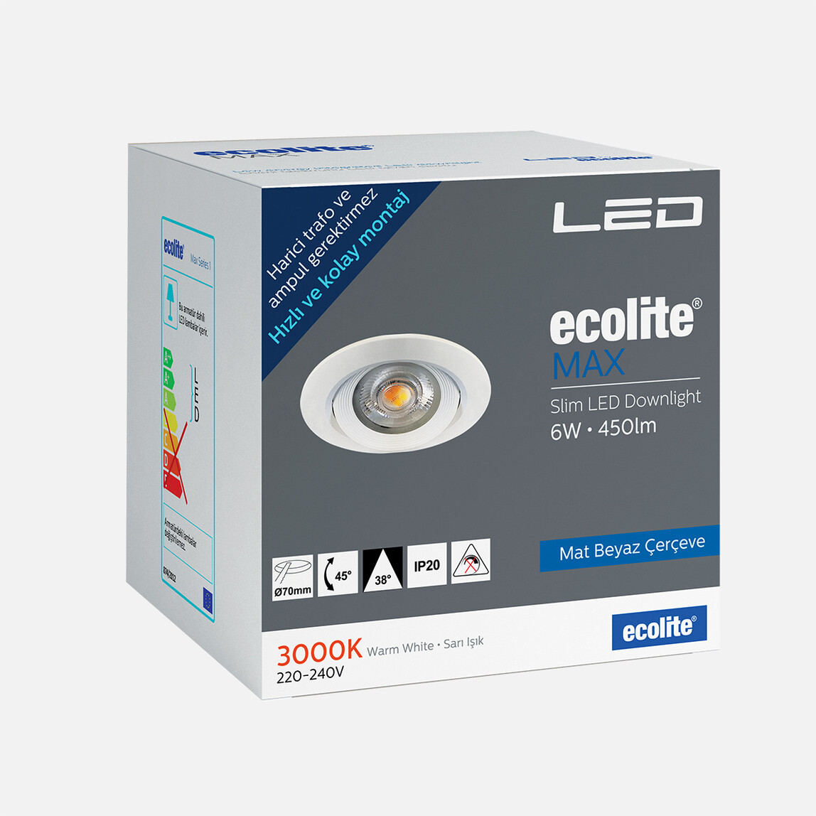    Ecolite Eglo 6.5 W Ledli Yuvarlak Sıvaüstü Spot 1 Adet Beyaz 
