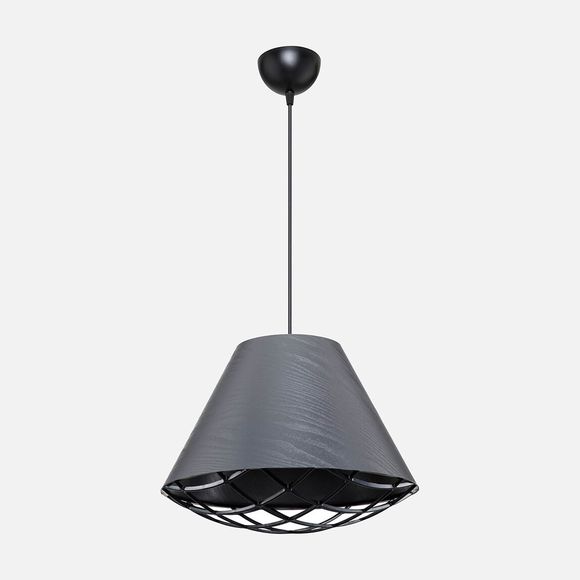    Asz Ayda PVC - Kumaş Kaplama E27 Duy Yuvarlak Tekli Modern Sarkıt Gri   