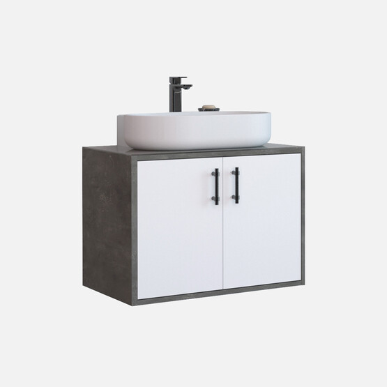 Bonitobagno Iglo 70 cm Banyo Dolabı Alt Modül Antrasit-Beyaz