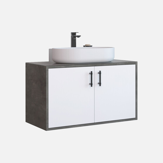 Bonitobagno Iglo 90 cm Banyo Dolabı Alt Modül Antrasit-Beyaz