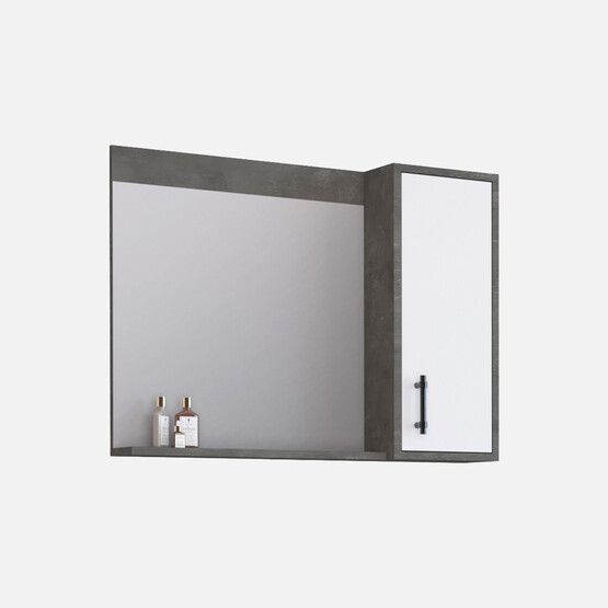 Bonitobagno Iglo Aynalı 89 cm Banyo Dolabı Üst Modül Antrasit-Beyaz