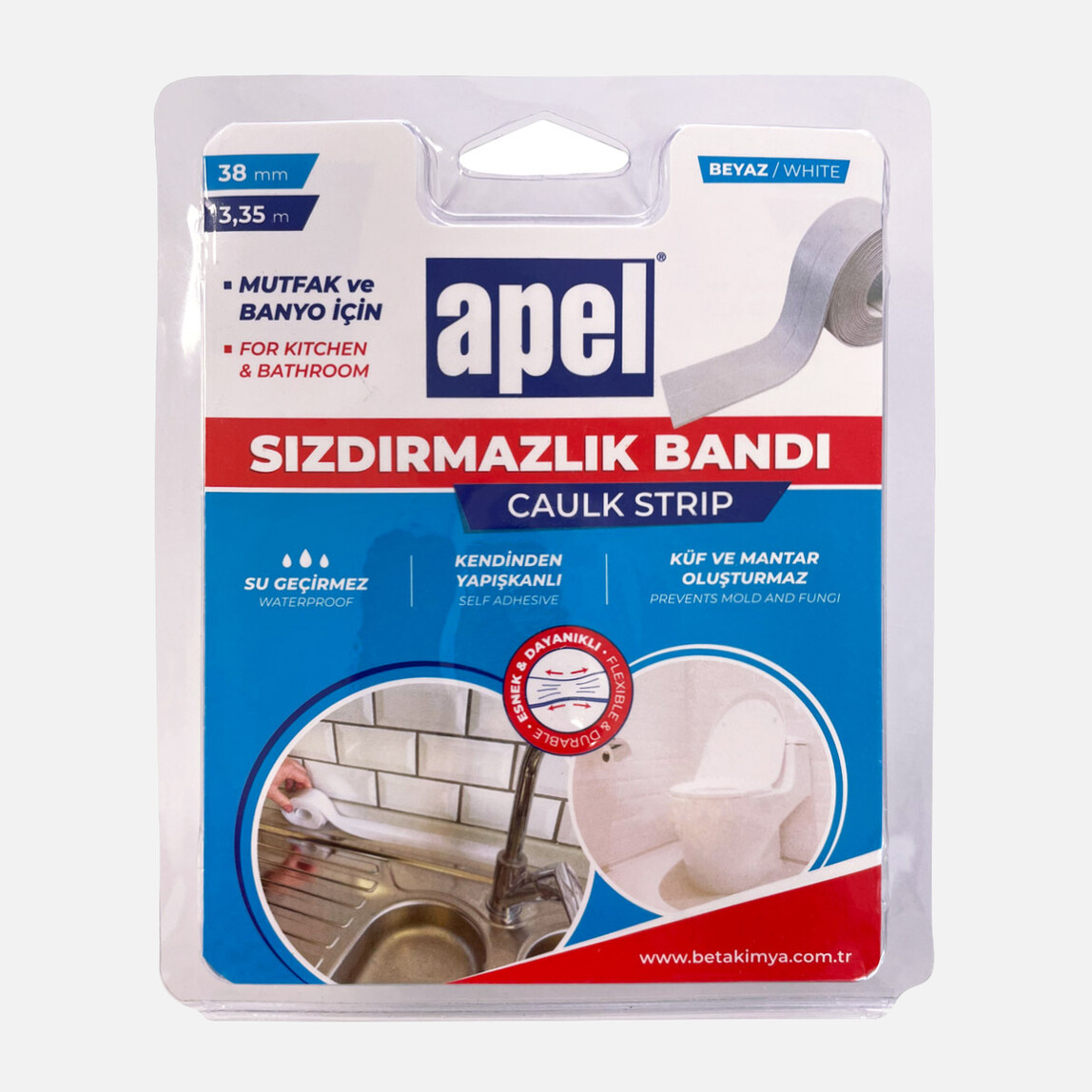   Apel Sızdırmazlık Bandı Blister 38mm X 3,35 m Beyaz  