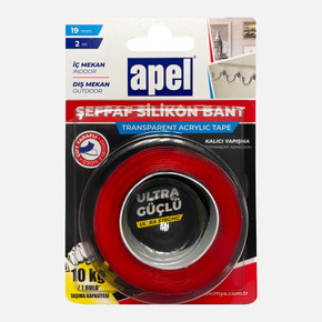 Apel Çift Taraflı Şeffaf Silikon Bant Blister 19mm X 2m