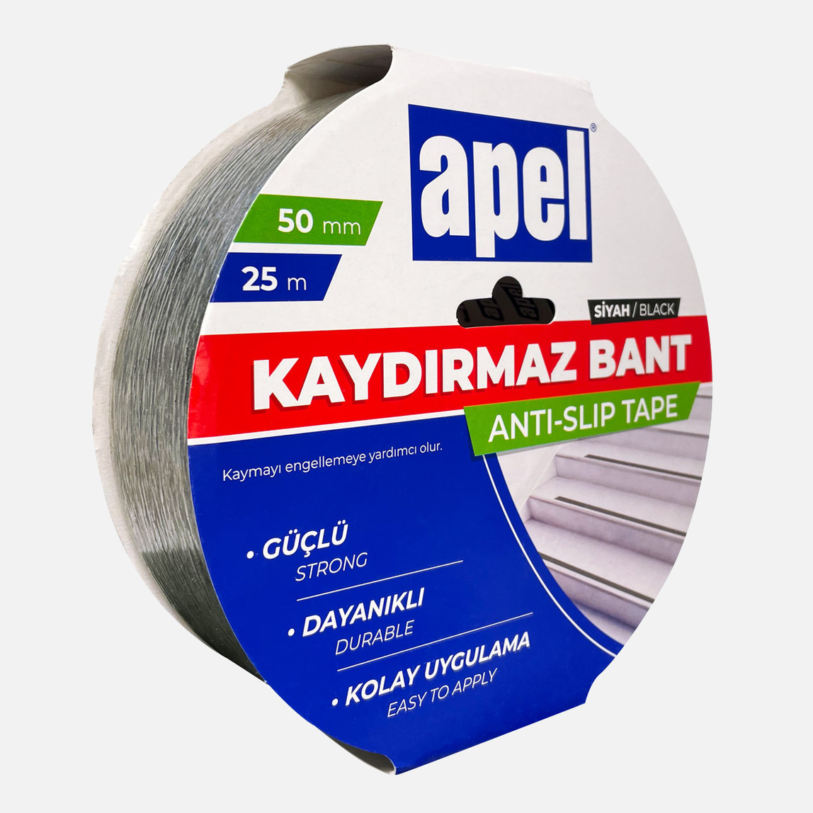 Apel Kaydırmaz Bant Askılı Karton 50mm X 25m Siyah_0