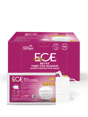 ETZ-484 50'li Tıbbi Maske Beyaz