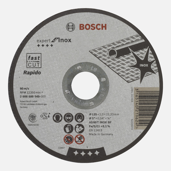 Bosch 125x1,0 mm Expert for Inox Rapido Düz Eksantrik Zımpara