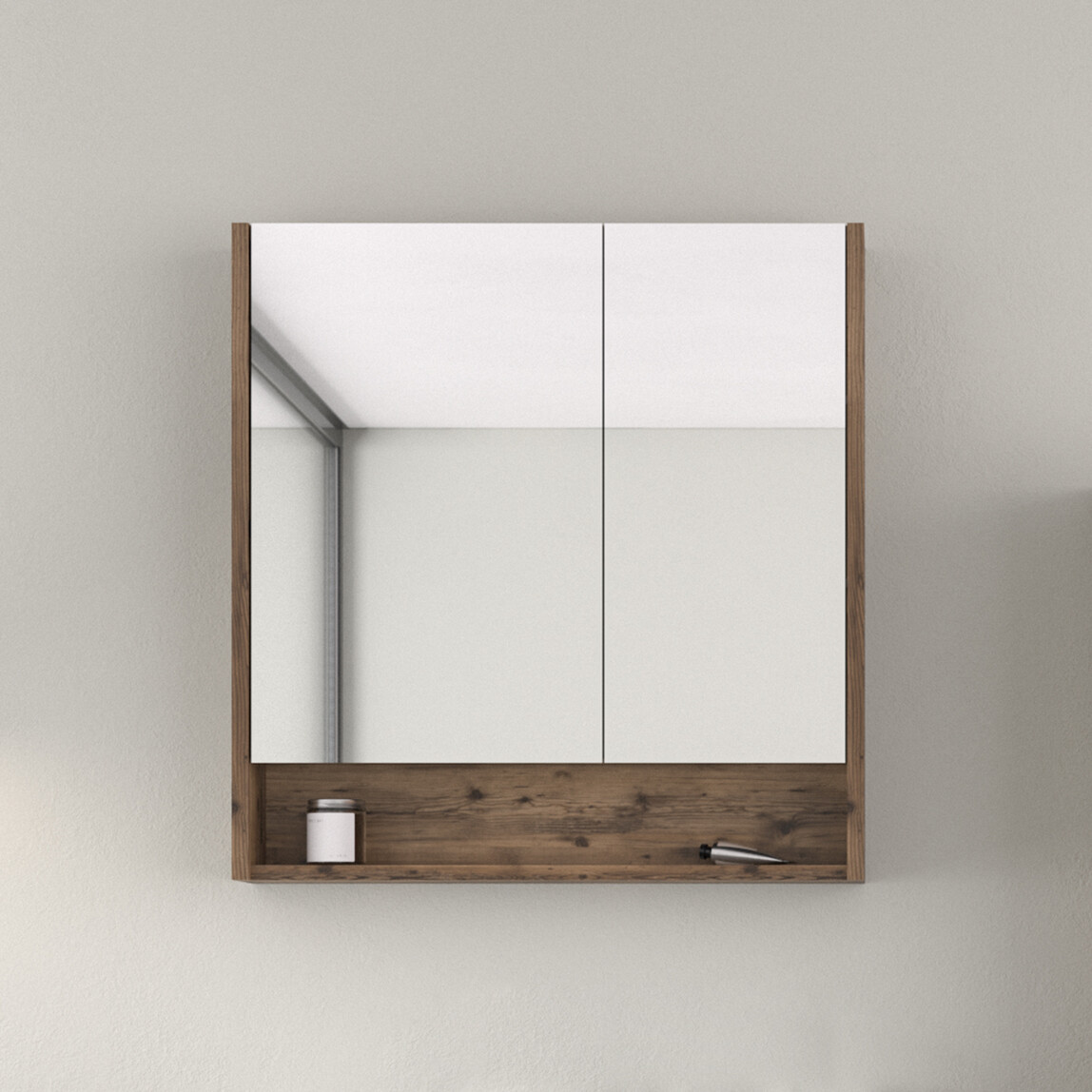    Bonitobagno BNT1001 Lidya Aynalı 73 cm Banyo Dolabı Üst Modül Ceviz 