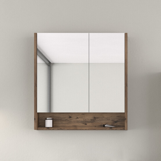 Bonitobagno BNT1001 Lidya Aynalı 73 cm Banyo Dolabı Üst Modül Ceviz