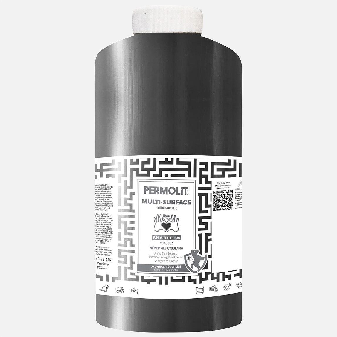    Permolit 2 L Multi Surface Akrilik Boya Siyah 