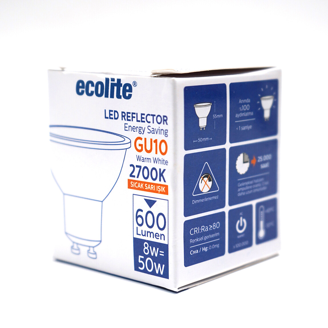 Ecolite Par 16 8 W Sarı Spot GU10 Duy Led Ampul_0