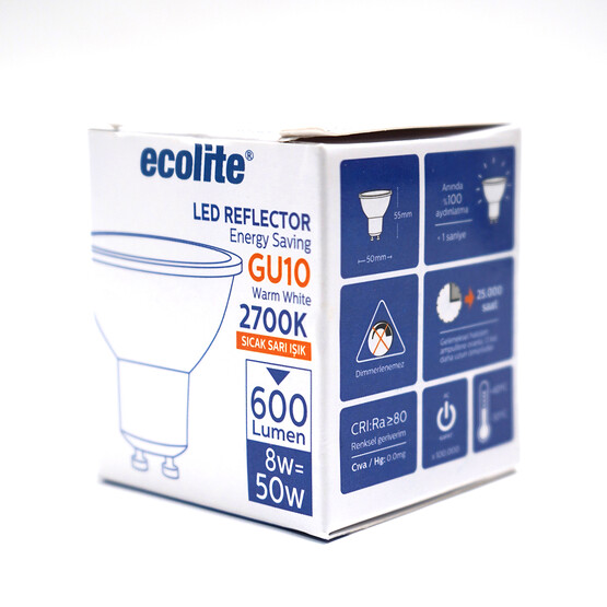 Ecolite Par 16 8 W Sarı Spot GU10 Duy Led Ampul  