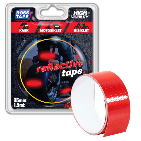 Boss Tape Reklektif Bant Kırmızı 35 mm x 1,5 m
