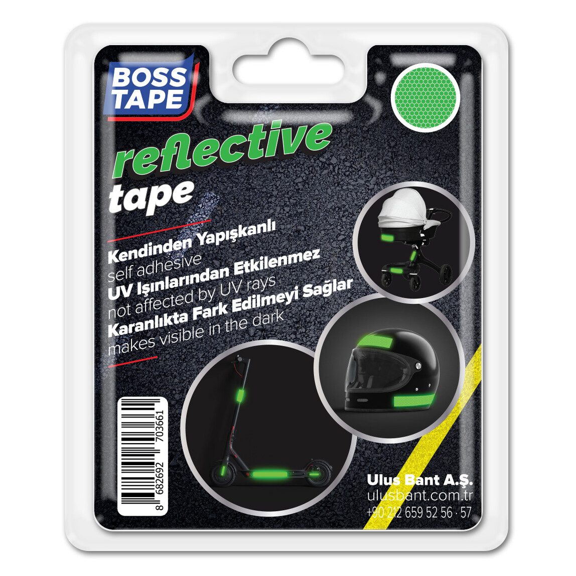    Boss Tape 35mmx1,5m Reklektif Bant Sarı   