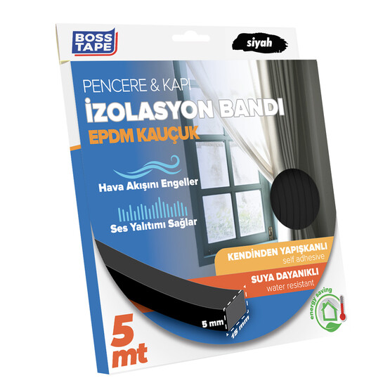 Boss Tape Epdm Kapı Pencere İzolasyon Bandı Siyah