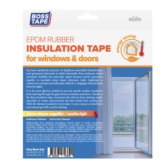 Boss Tape Epdm Kapı Pencere İzolasyon Bandı Beyaz 