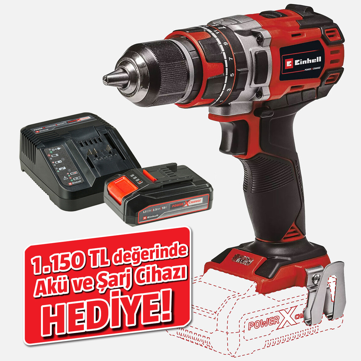    Einhell TP-CD 18/50 Li-i BL 18V Li-ion Solo Kömürsüz Darbeli Vidalama(Akü ve Şarj Cihazı Dahildir.) 