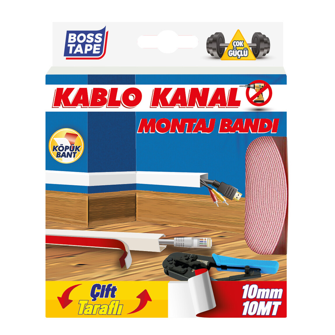    Boss Tape Kablo Kanal Bandı 10mm x 10 mt 