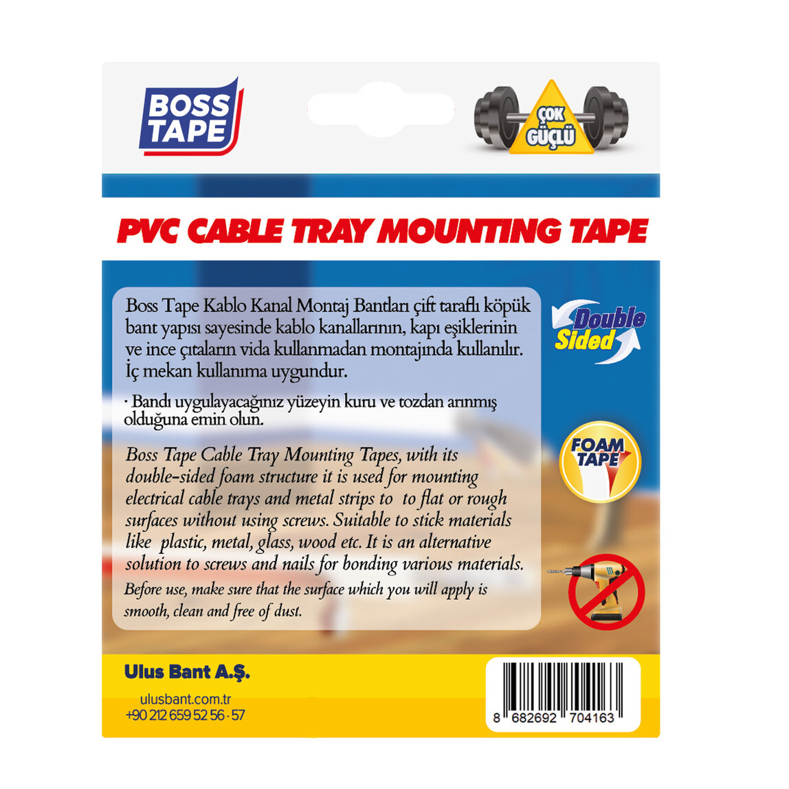    Boss Tape Kablo Kanal Bandı 10mm x 10 mt 