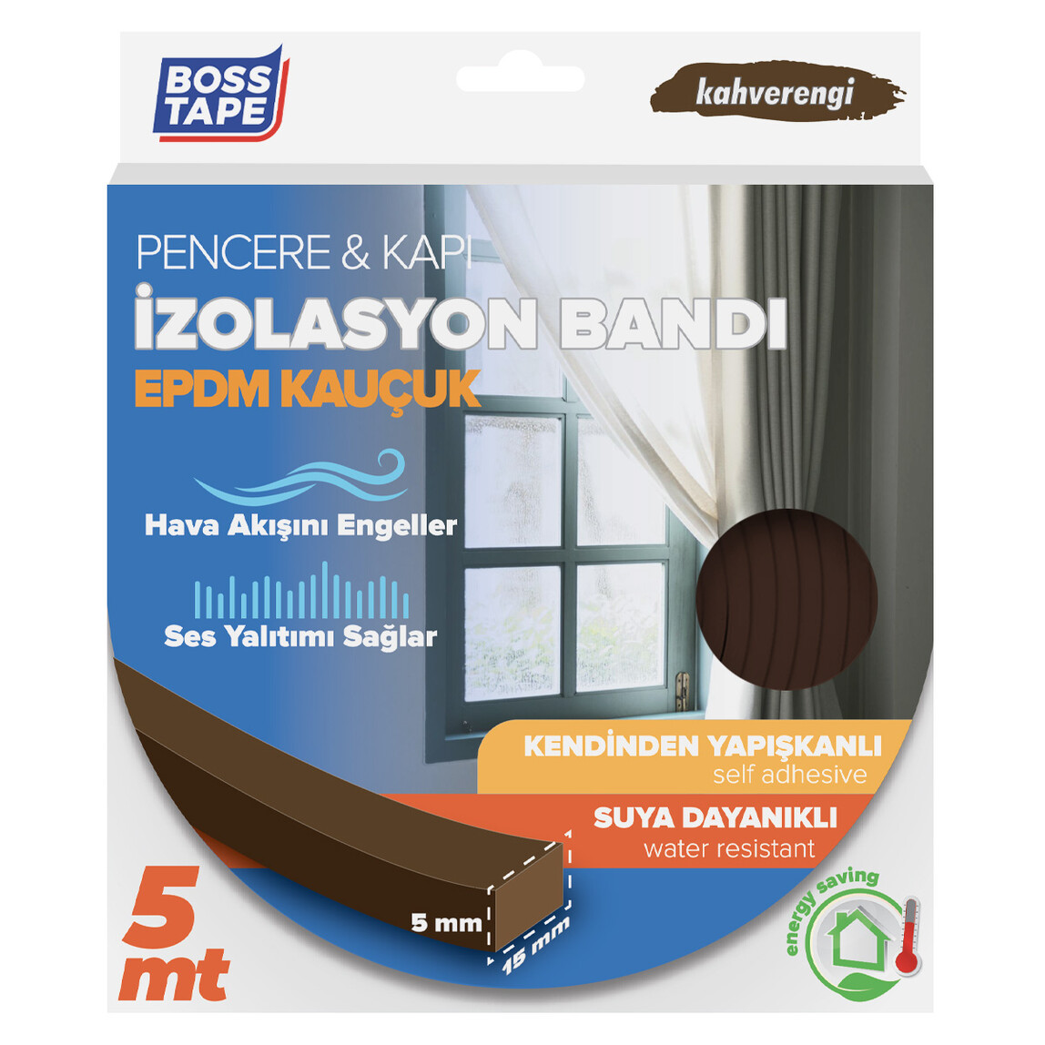    Boss Tape Epdm Kare Kahverengi 5 x 15 mm 5 m 