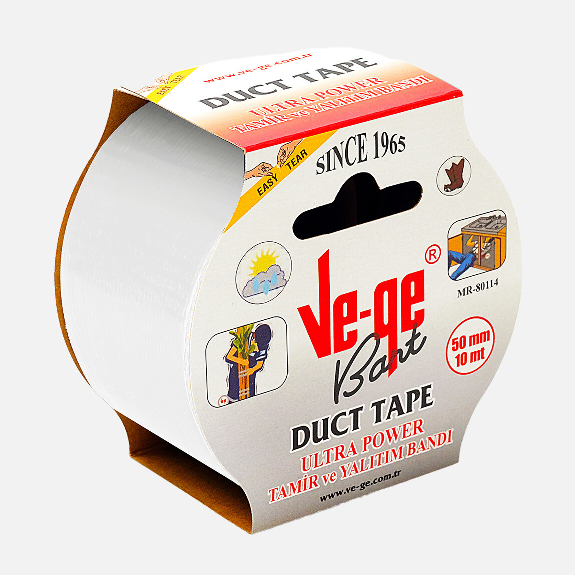 Vege50mmX10m Duck Tape Tamir Bandı Beyaz_0