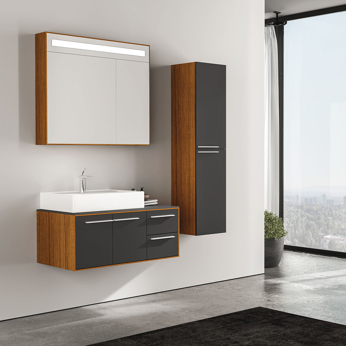    Gold Banyo Juliet Aynasız 90 cm Takım Banyo Dolabı Siyah 