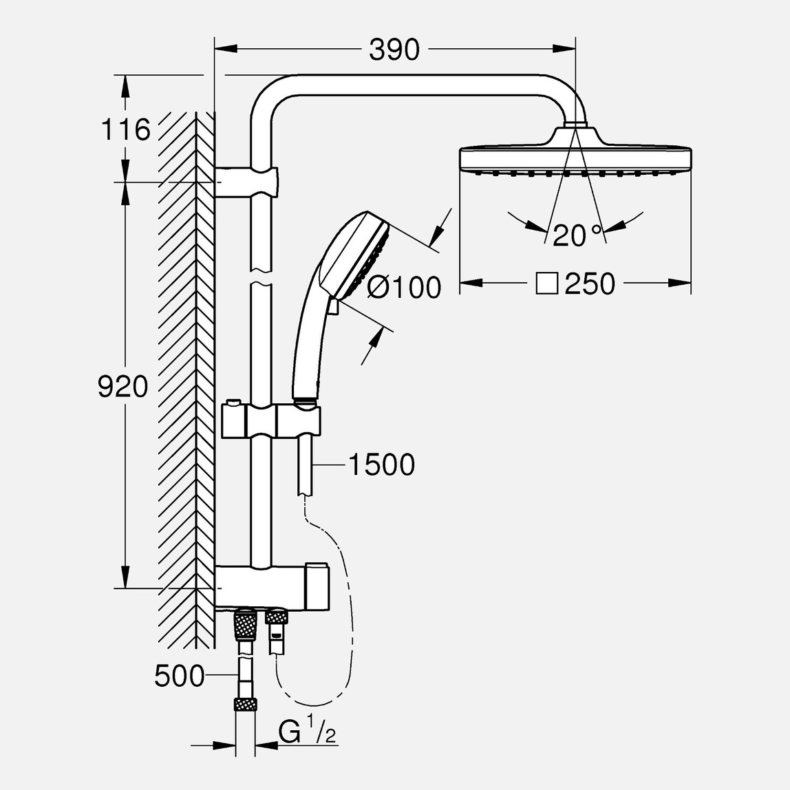 Grohe Tempesta Cosmo Kare Kolonlu Duş Seti_1