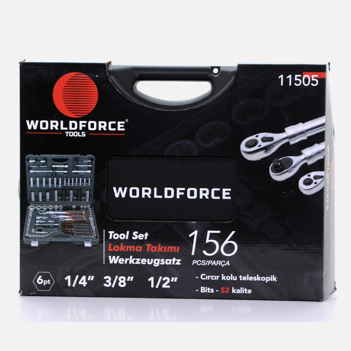 Worldforce Lokma Takımı 156 Parça S-Ultra 1/4''-3/8''-1/2'' Uzatmalı Cırcır - 11505_2