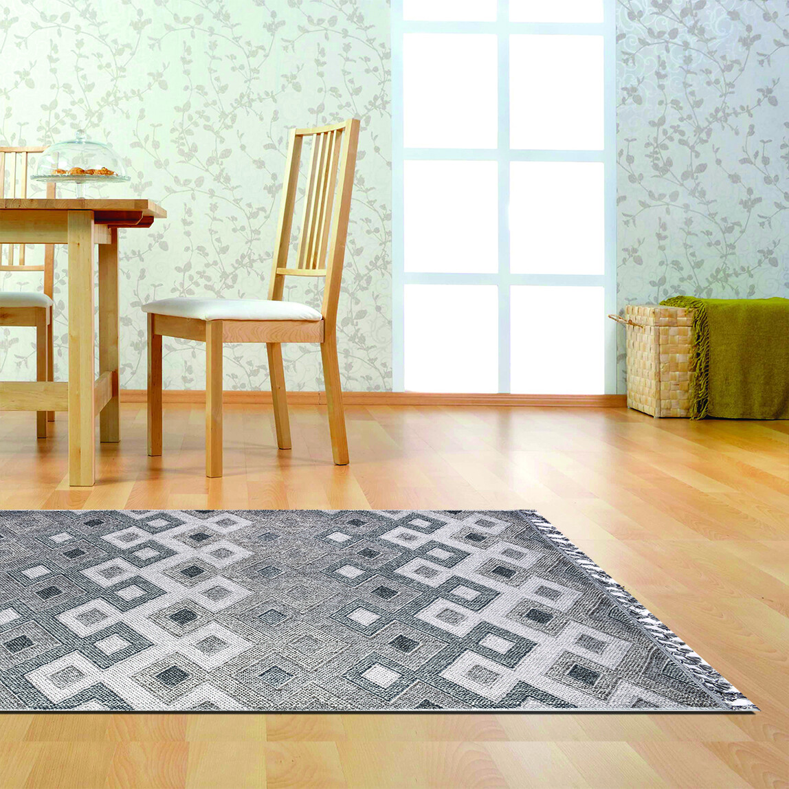    Crea Natura Geometrik Desen Bukle Modern Halı 80x150 cm 