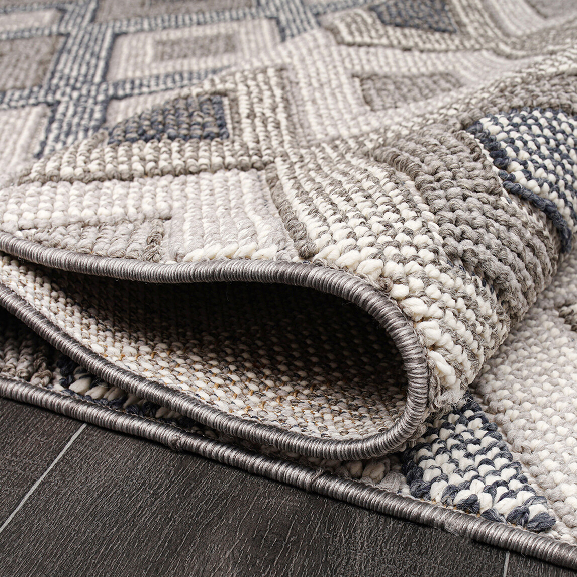    Crea Natura Geometrik Desen Bukle Modern Halı 160x230 cm 