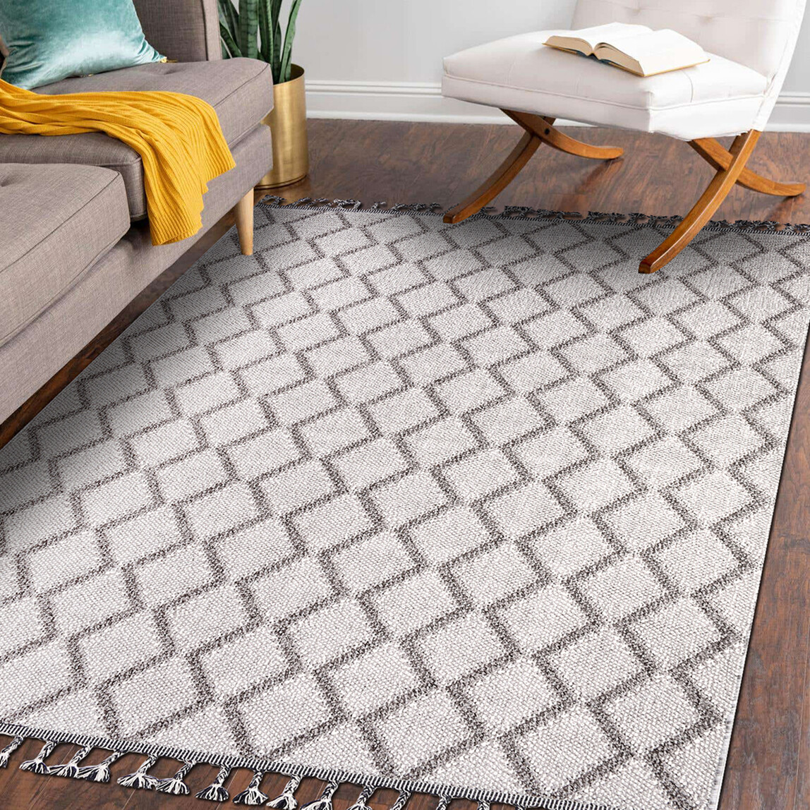    Crea Natura Geometrik Desen Bukle Modern Halı 80x150 cm 