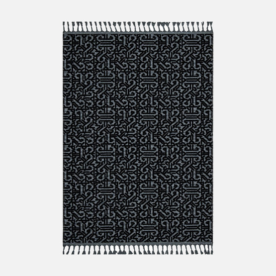 Crea Rönesans Siyah Antrasit Modern Kilim 80x150 cm