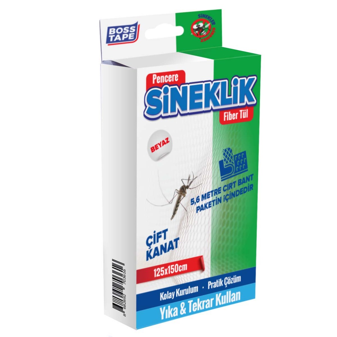 Sineklik Beyaz Cırt Bantlı 125x150_1