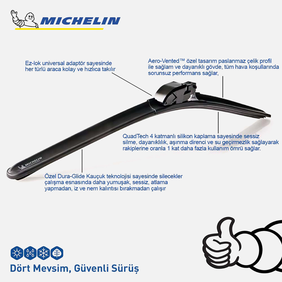    Michelin Rainforce MC13920 50cm 1 Adet Universal Telli Silecek 