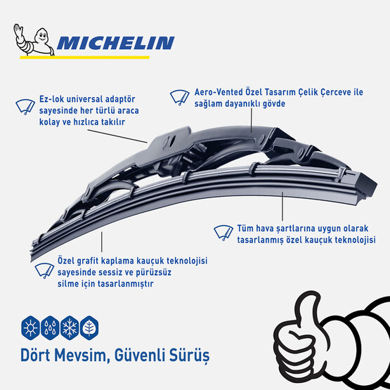 Michelin Rainforce MC13924 60cm 1 Adet Universal Telli Silecek 