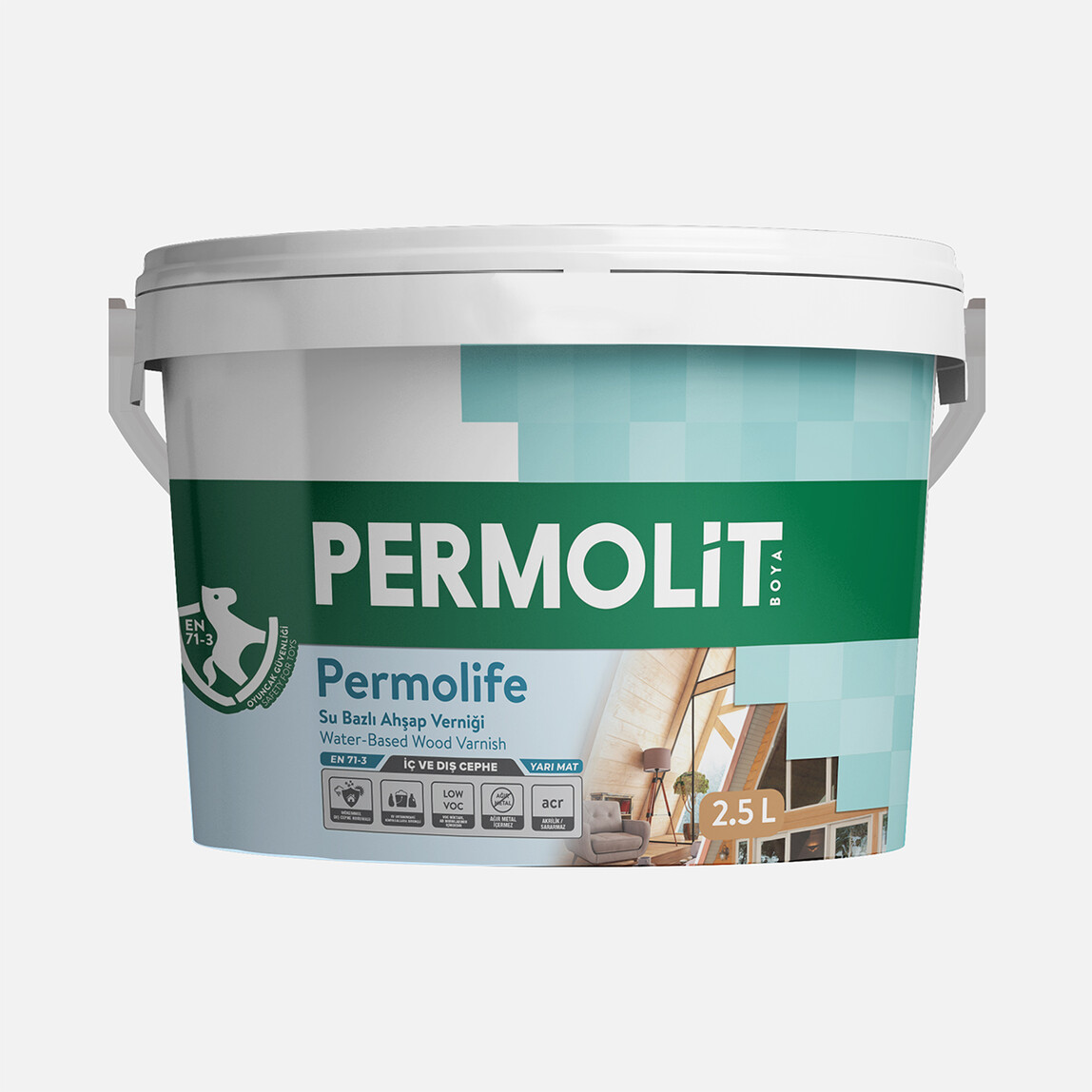    Permolit 2,50 L Permolife Su Bazlı Ahşap Verniği Ceviz 