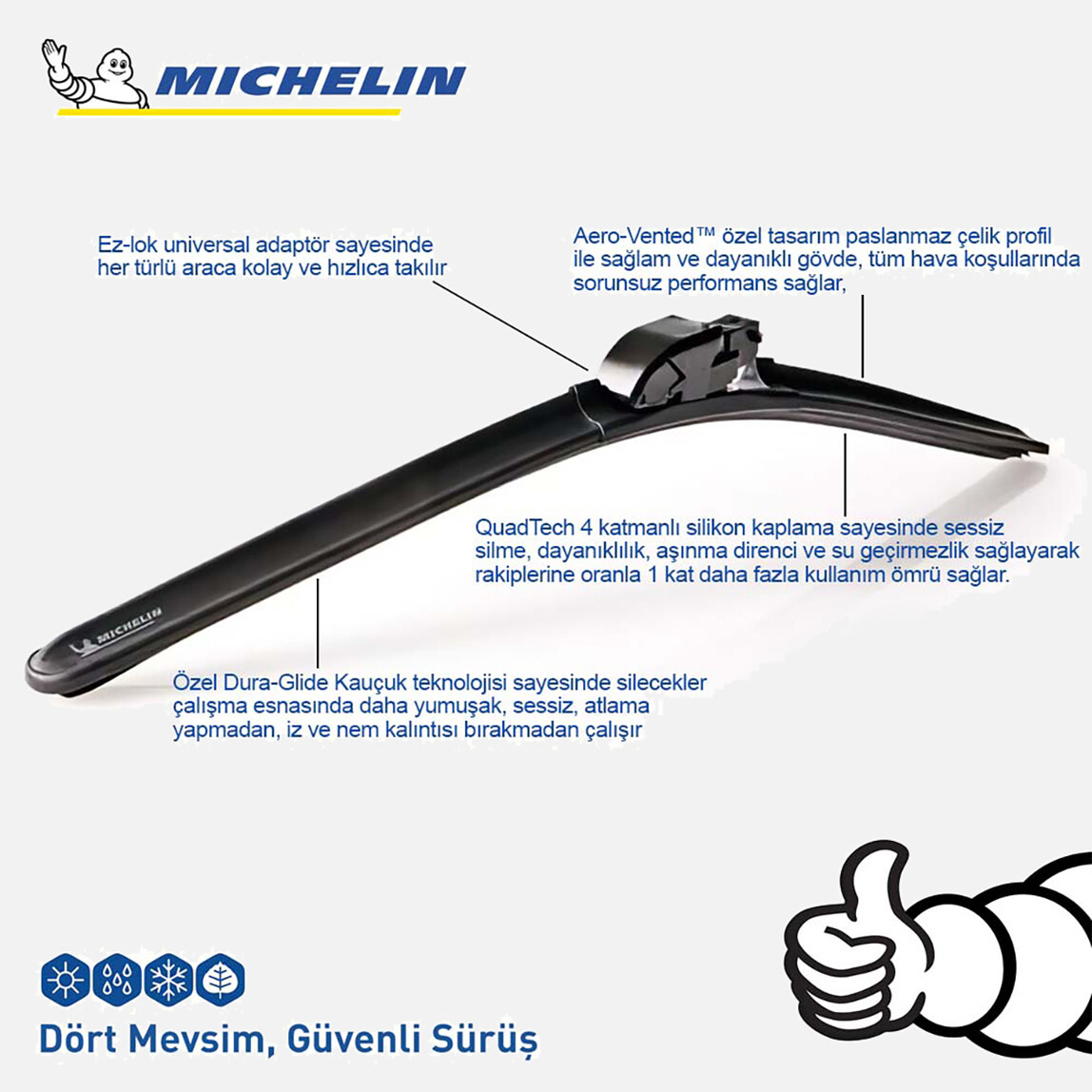    Michelin Multifit MC33887 35 cm 1 Adet Universal Muz Tipi Silecek  