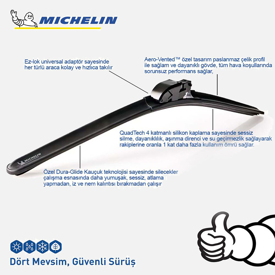    Michelin Multifit MC33955 60 cm 1 Adet Universal Muz Tipi Silecek  